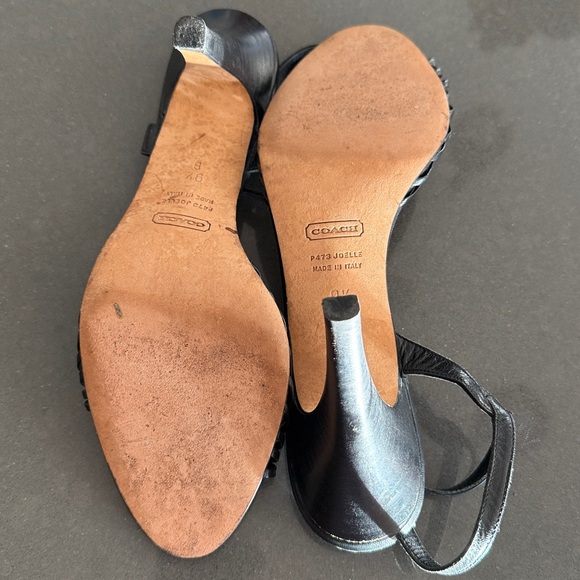 Coach Black Leather Joelle 3” Heeled Strappy Sandals w/Bows. Women's Size 9.5 B - Picture 8 of 10